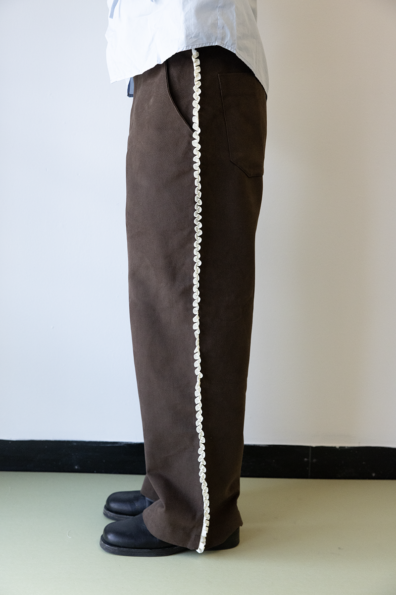 Box Pleat Trim Trouser Brown