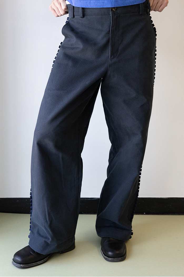 Box Pleat Trim Trouser Navy