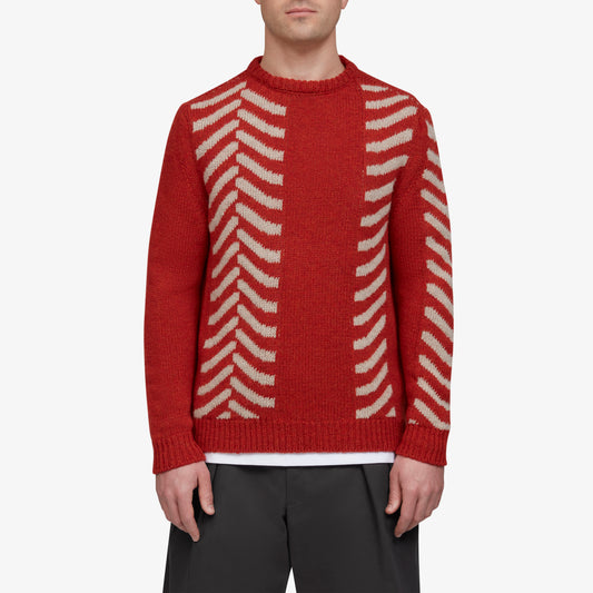 Tyre Track Knit Pullover Burnt Red