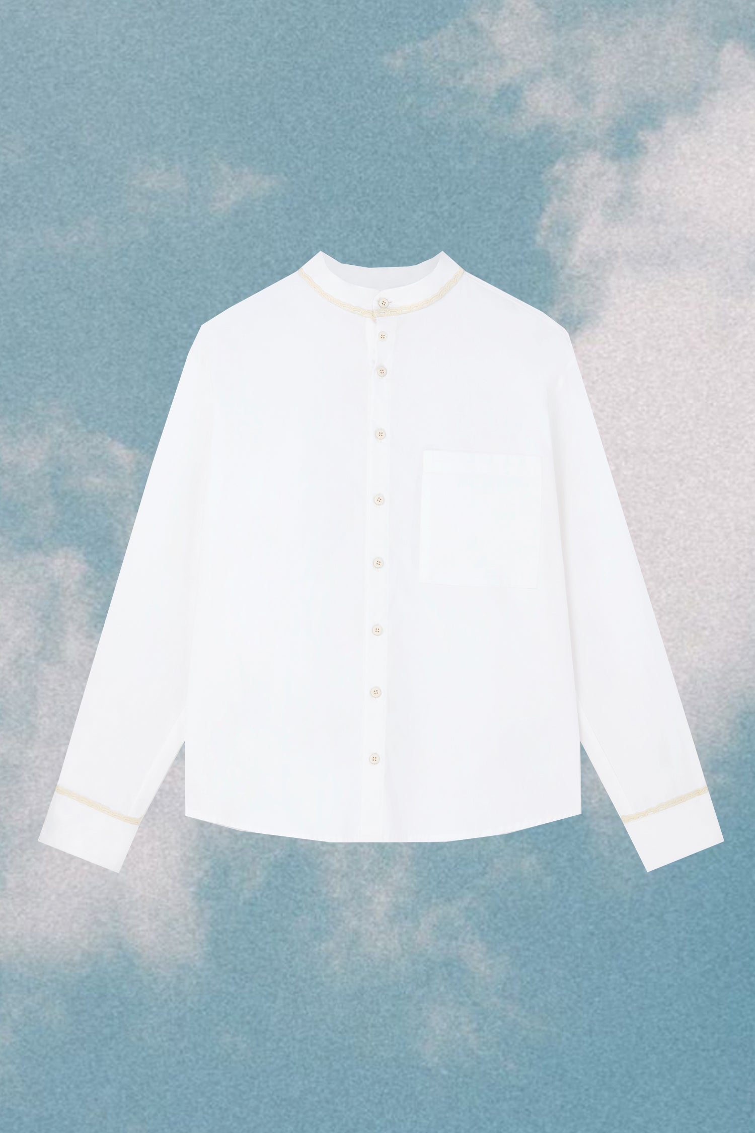Grandpa Collar Lace Shirt